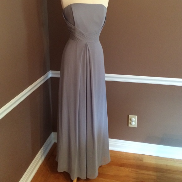 Long strapless silver/grey formal dress