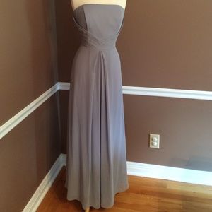 Long strapless silver/grey formal dress
