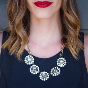 J. Crew Crystal Flower Statement Necklace