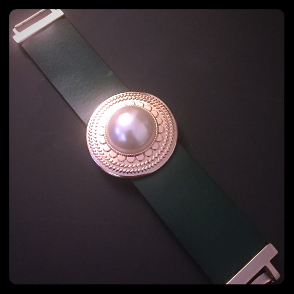 Leather Cuff Bracelet with Center Detail