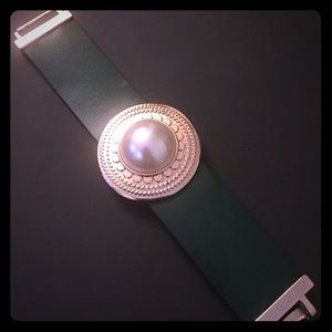 Leather Cuff Bracelet with Center Detail