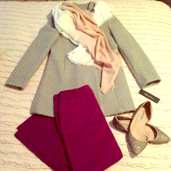 *SOLD*Kenneth Cole long knit grey wool coat xs