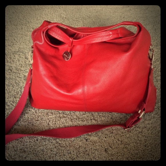 Authentic Furla red leather handbag
