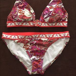 White House Black Market swimsuit with gold accent