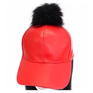 Leather Pom Pom Beanie
