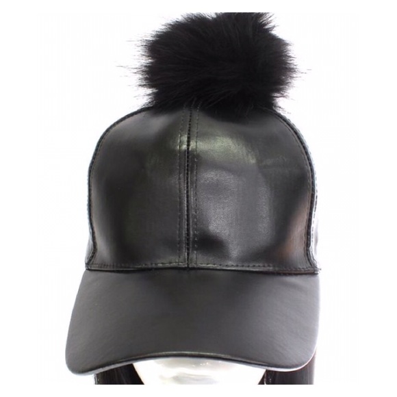 Leather Pom Pom Beanie