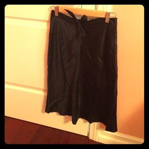 Black and white silk polkadot skirt.