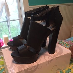 Chunky black heels