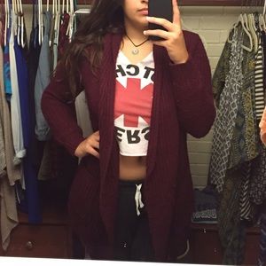 Forever 21 waffle knit burgundy cardigan