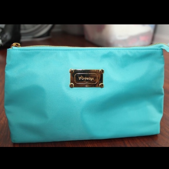 Aqua blue makeup bag