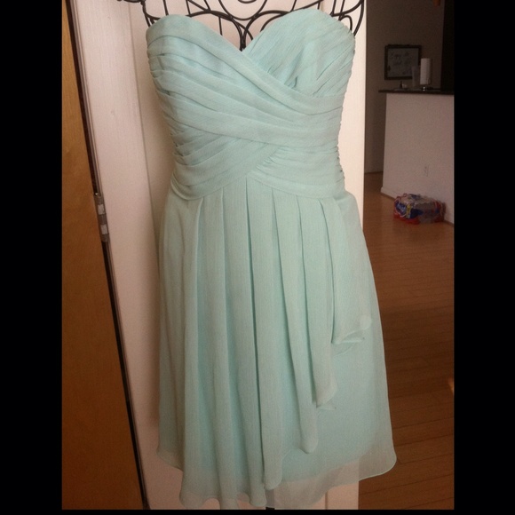 Mint chiffon strapless dress
