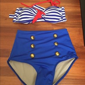 Adorable high waisted sailor bikini