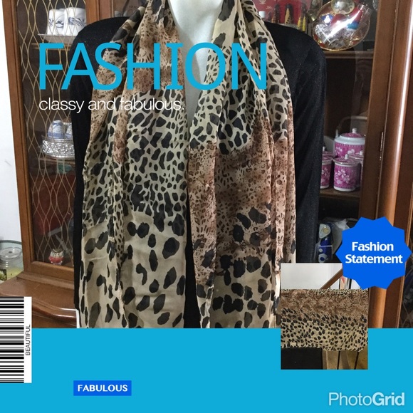 SOLD Cheetah chiffon scarf - Picture 2 of 2