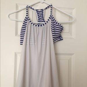 Lululemon white/navy stripe No Limits tank, size 4