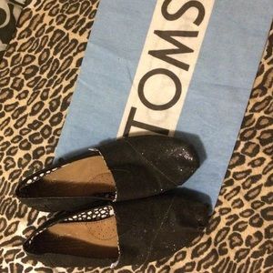 TOMS Classics Black Glitter Women's Shoes