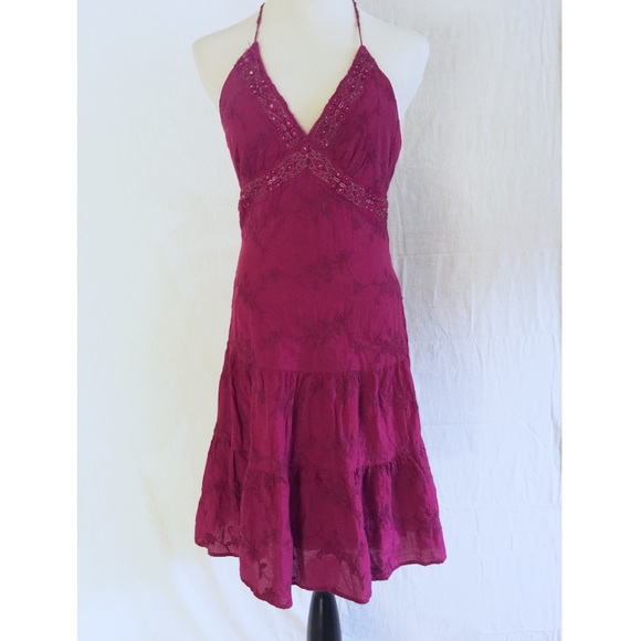 B. Darlin boho beaded halter dress.
