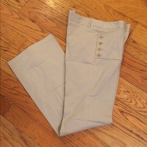 Flat-front Wide-Leg Slacks with Button Detail
