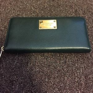 Forest green large zip Michael Kors Wallet