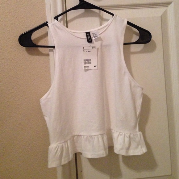 NWT White Peplum Crop Top