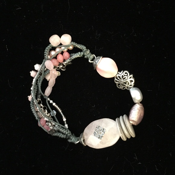 Silpada sterling silver and pink beaded bracelet.