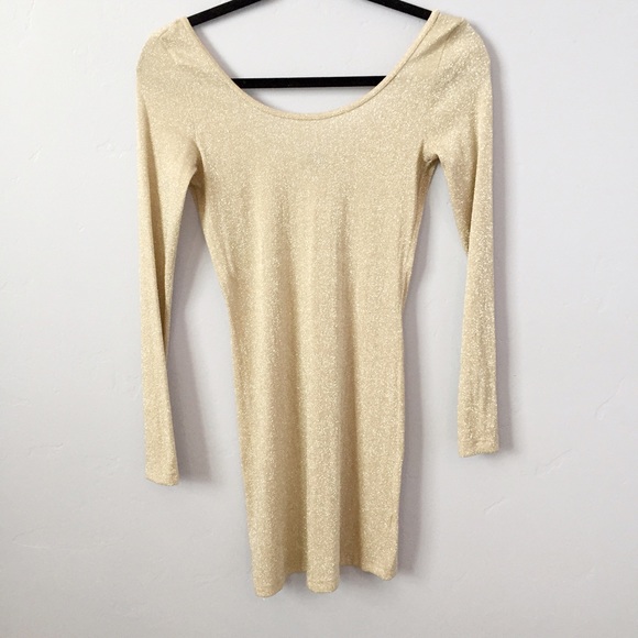 Gold long sleeve mini dress