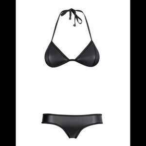 Black Neoprene triangle bikini