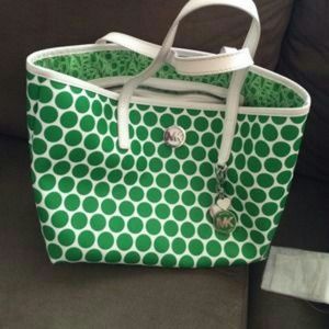 Michael Kors Green polka dot tote