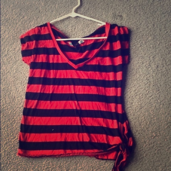 Morbid Threads Red and Black Striped Blouse