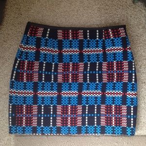 Zara patterned textured skirt with pleather trim