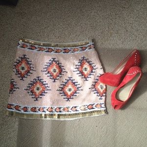 Zara Sequin/Beaded patterned skirt XS