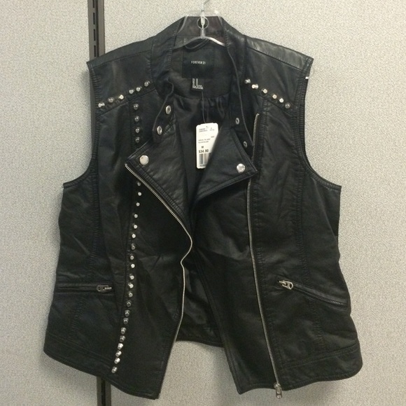 Black pu studded vest