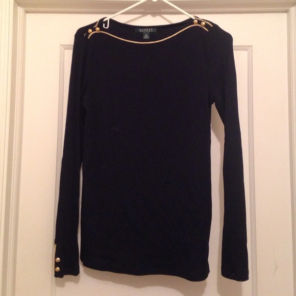 Lauren navy blue with gold trim shirt