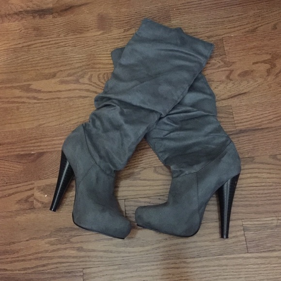 Gray suede boots