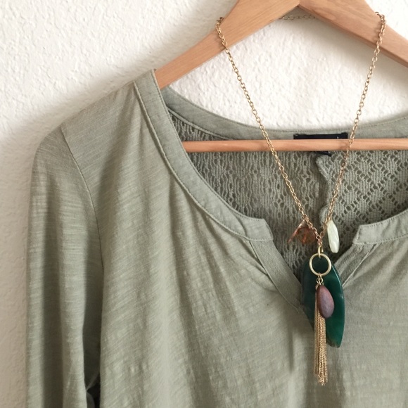 Olive Mixed Media Top 🍂