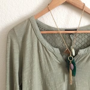 Olive Mixed Media Top 🍂