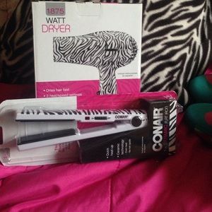 Blow dryer and straightener.