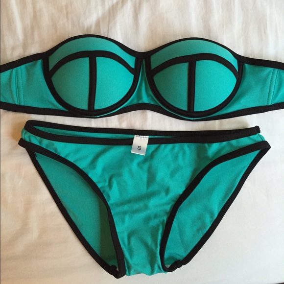 Cupshe Turquoise and black bathing suit