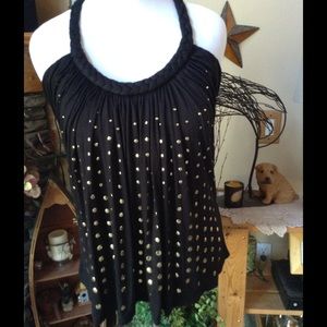 Gold Studded Flared Tank Top