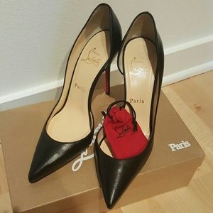 HP!! Authentic Louboutin Iriza Black Leather 37.5