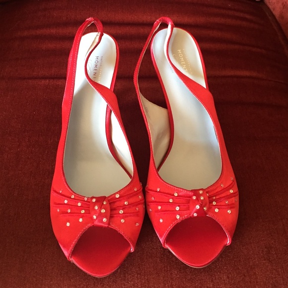 Red sling-back heels