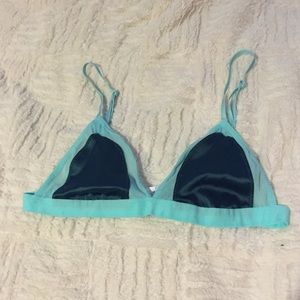 Turquoise Satin & Mesh Bralette