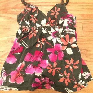 Tropical flower print tank top
