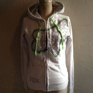 White and lime green fox jacket