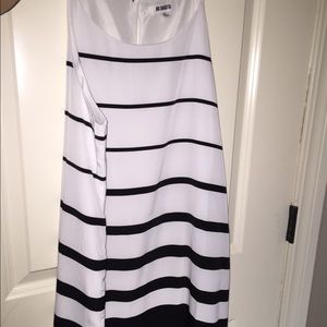 White and black striped dress
