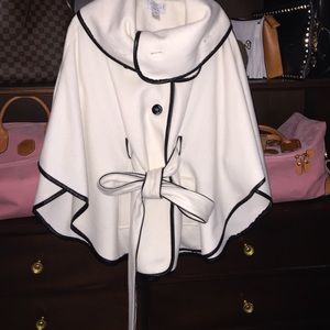 Cashmere vegan leather trimmed cape!