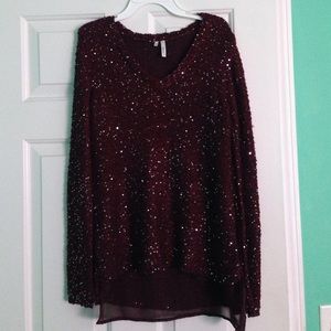 Beautiful burgundy sequin sweater. Never worn!