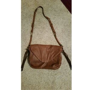 Jessica Simpson Brown Leather Studded Fringe Purse