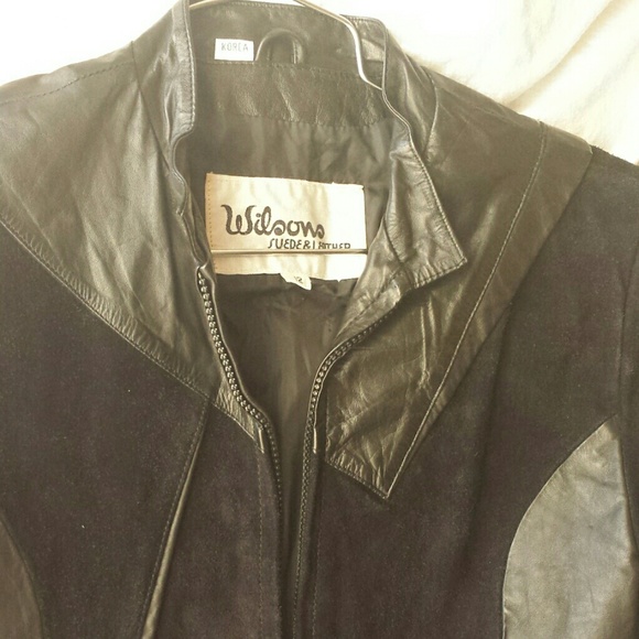 Wilson's  Black Leather/suede  1980's Moto Funk style waist jacket - Picture 7 of 15