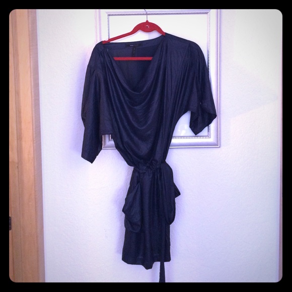 BCBG MAXAZRIA navy blue off the shoulder cocktail