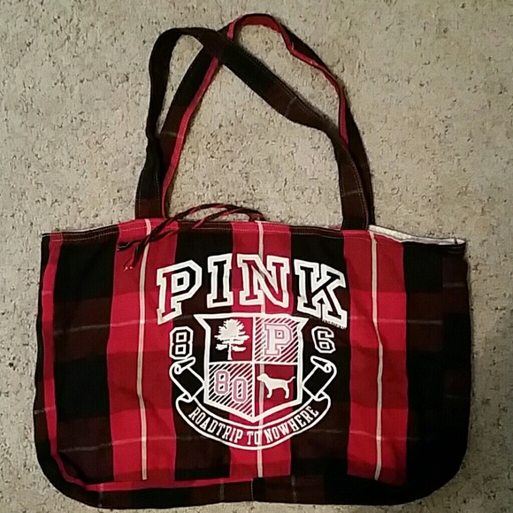 Victoria's Secret Handbags - Victorias Secret Plaid Overnight Duffel Tote Bag